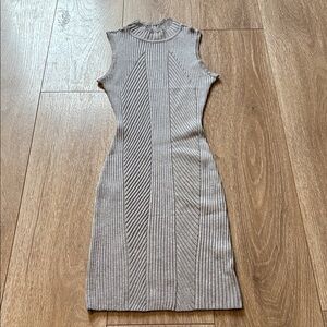 Almost Famous Ribbed Knit Midi Dress - Gray